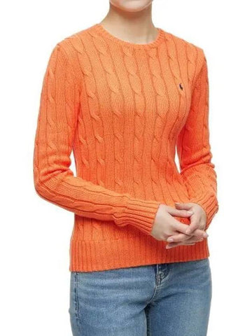 W cable knit cotton crewneck sweater orange - POLO RALPH LAUREN - BALAAN 1