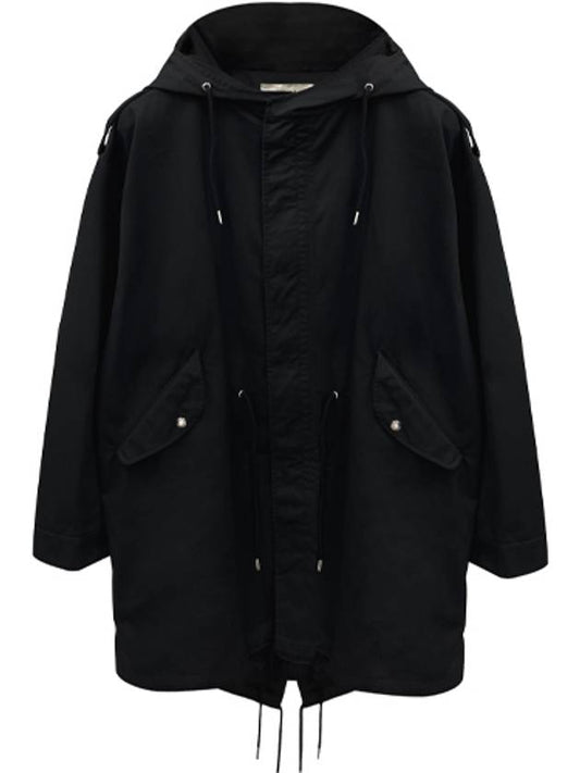 Technical Cotton Long Parka Black - CELINE - BALAAN 2