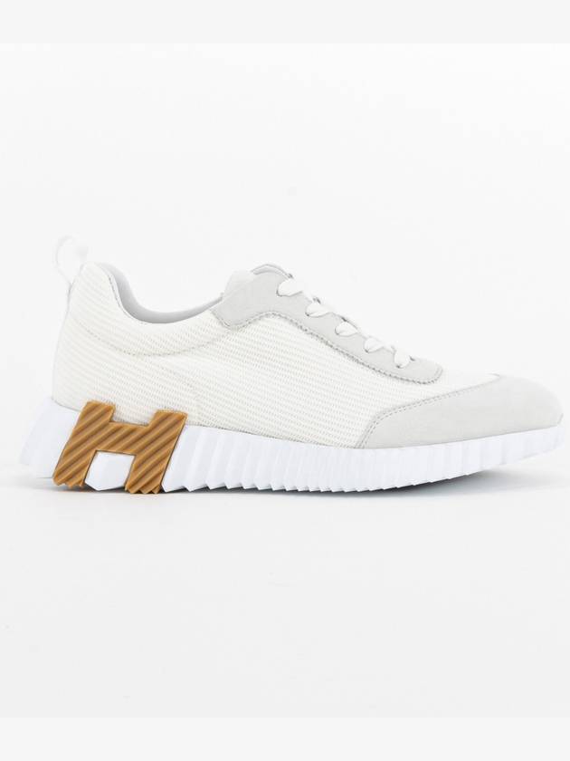 Bouncing Mesh Suede Goatskin Low Top Sneakers Blanc - HERMES - BALAAN 3