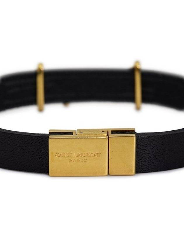 Leather Gold Opium Bracelet Black - SAINT LAURENT - BALAAN 6