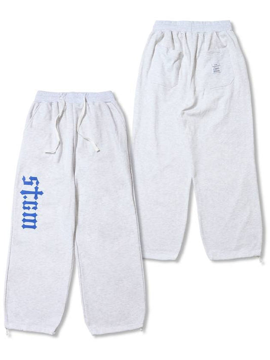 STGM Logo Super Wide Jogger Pants White Melange - STIGMA - BALAAN 1