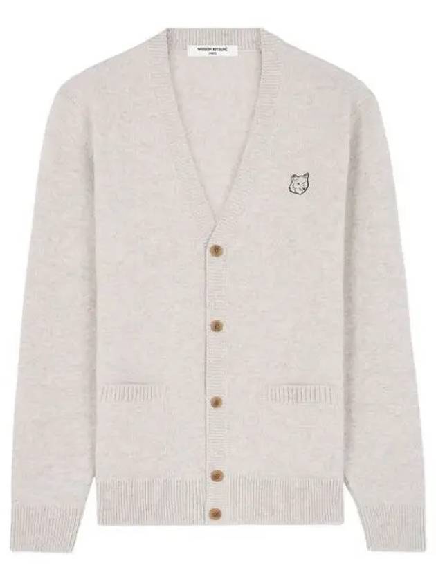 Bold Fox Head Patch Regular Lambswool Cardigan Light Grey - MAISON KITSUNE - BALAAN 2