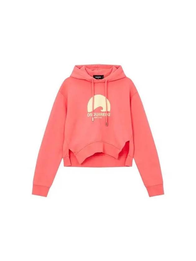 Side slit logo hooded sweatshirt coral pink - DSQUARED2 - BALAAN 1