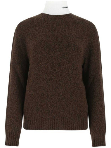 Wool Knit Top Brown - PRADA - BALAAN 1