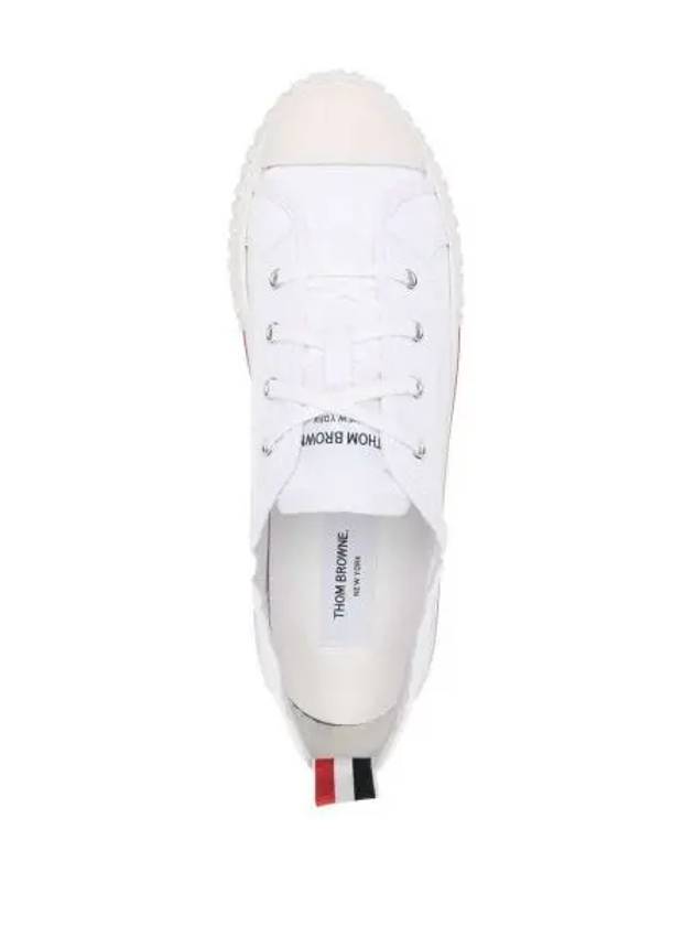 Striped Trim Lace-up Low Top Sneakers White - THOM BROWNE - BALAAN 2