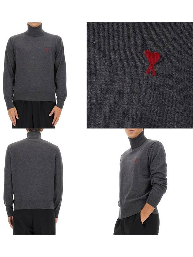 Heart Logo Turtleneck Grey - AMI - BALAAN 8