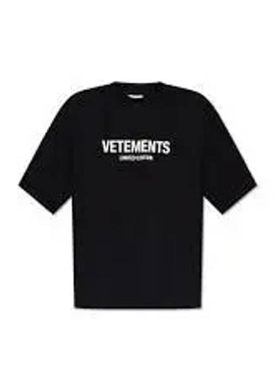 Logo Print Short Sleeve T-Shirt Black - VETEMENTS - BALAAN 2