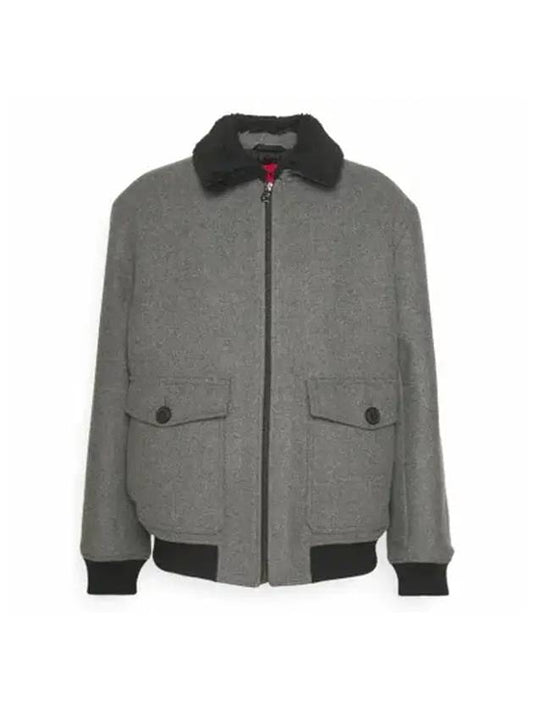 Teddy Collar Regular Fit Bomber Jacket Grey - HUGO BOSS - BALAAN 1