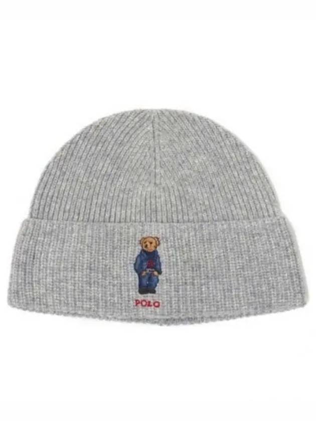 Bear Rib Knit Beanie Grey - POLO RALPH LAUREN - BALAAN 2