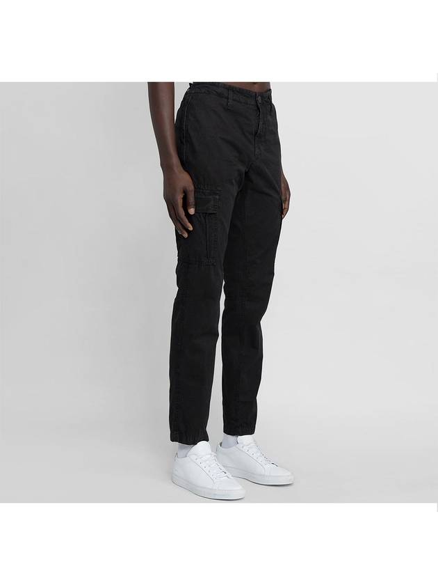 Men's Wappen Patch Slim Cargo Straight Pants Black - STONE ISLAND - BALAAN 5