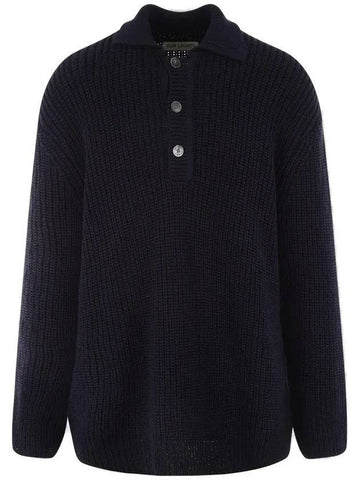 Big Piquet Chunky Cotton Polo Knit Top Navy - OUR LEGACY - BALAAN 1