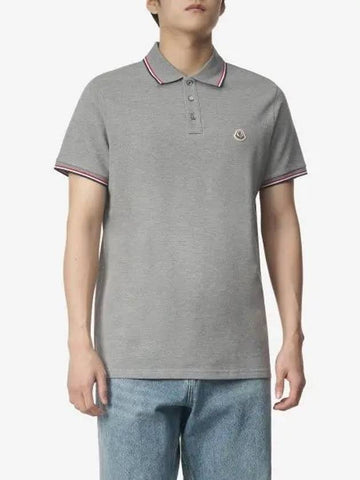 Patch logo short sleeve polo shirt light gray I10918A7030084556984 - MONCLER - BALAAN 1