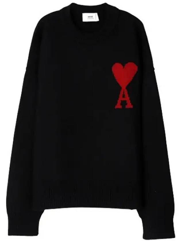 Heart Intarsia Oversized Wool Knit Men - AMI - BALAAN 1