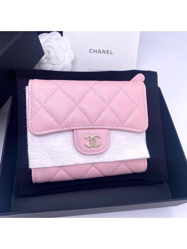 Classic Snap Half Wallet Caviar Light Pink Siamese Bone AP0231 - CHANEL - BALAAN 3