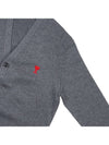 Small Heart Logo Wool Merino Cardigan Grey - AMI - BALAAN 4