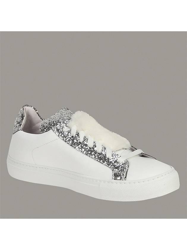 Joshua Sanders Women's Fur Glitter Sneakers 10166GFW WHITE JSS013 - JOSHUA SANDERS - BALAAN 5