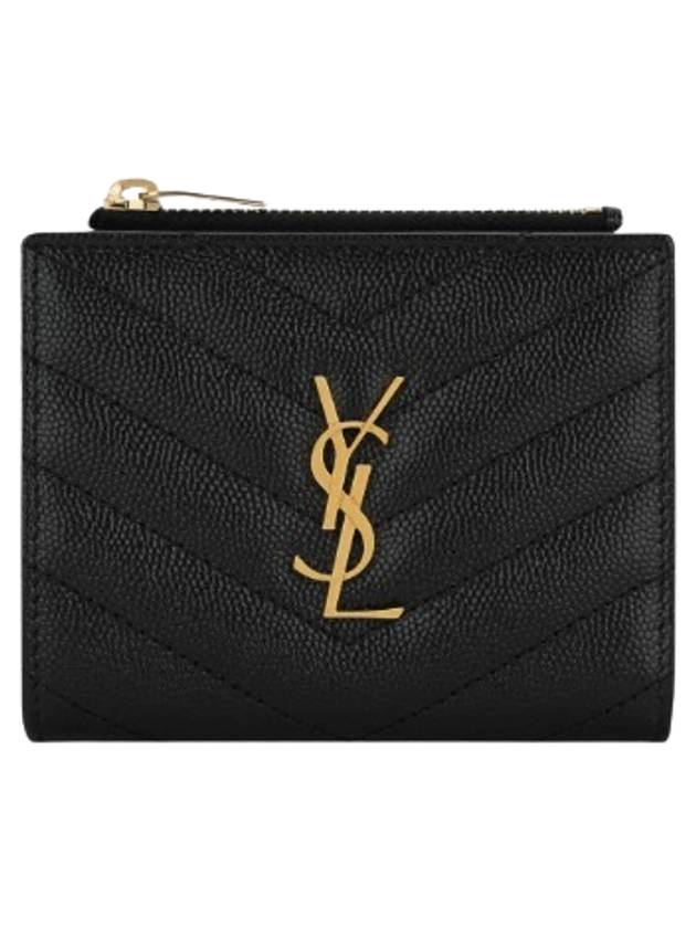 Cassandre Matelasse Grain De Poudre Embossed Leather Half Wallet Black - SAINT LAURENT - BALAAN 2