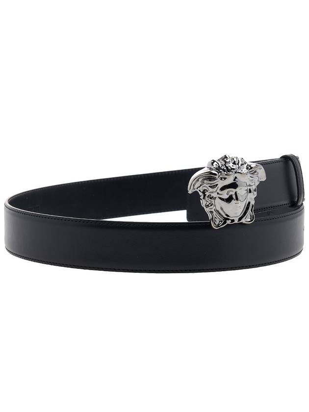 Medusa Buckle Leather Belt Black - VERSACE - BALAAN.