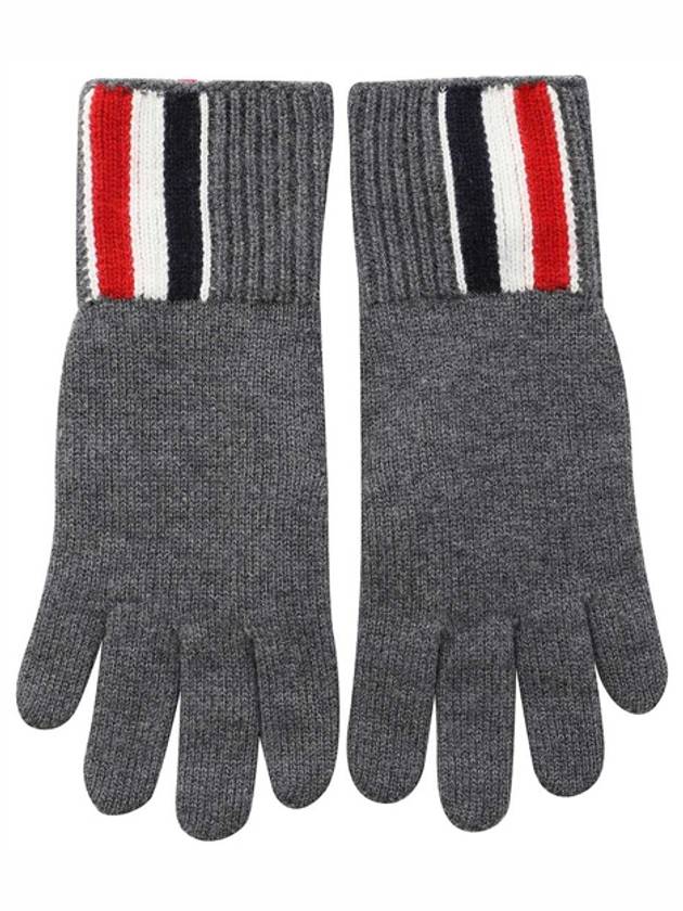 RWB Striped Merino Wool Gloves Medium Gray - THOM BROWNE - BALAAN.