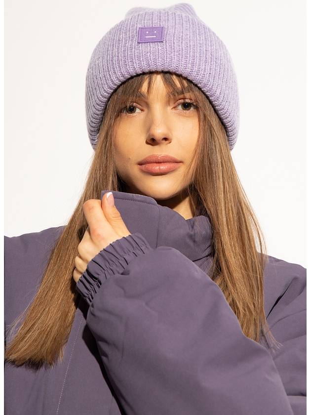 Small Face Logo Beanie Purple Melange - ACNE STUDIOS - BALAAN 9