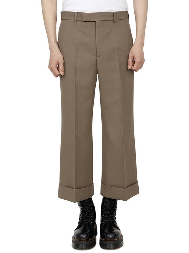 Textured Gabardine Cropped Straight Pants Brown - GUCCI - BALAAN 2