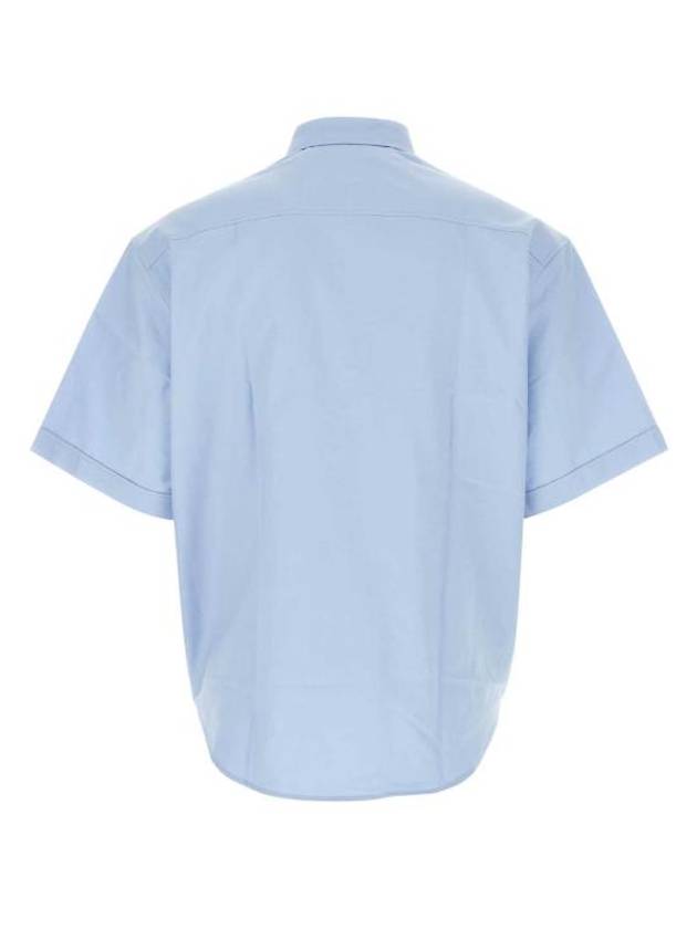 Men's Boxy Fit Embroidered Logo Short Sleeve Shirt Light Blue - AMI - BALAAN 3