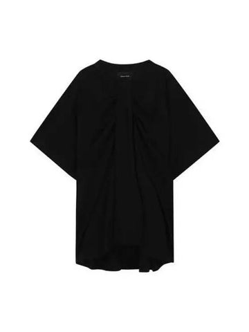 Simone Rocha Gather Detail Neck Short Sleeve T Shirt Black TS338T0553 - SIMONE ROCHA - BALAAN 1