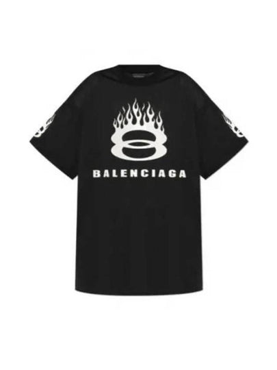 Logo Print Crew Neck Short Sleeve T-Shirt Black - BALENCIAGA - BALAAN 2