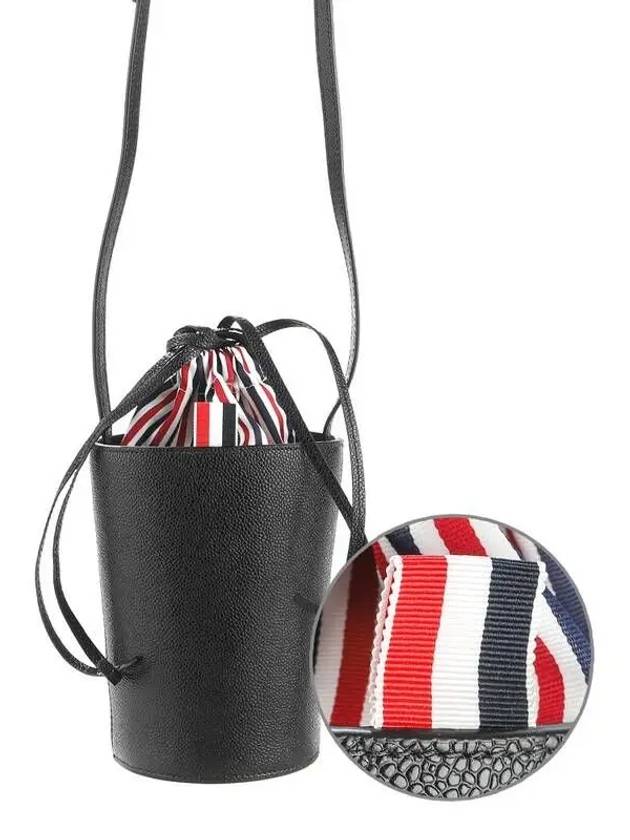 Pebble Grain Leather Mini Bucket Bag Black - THOM BROWNE - BALAAN 2