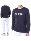 Men's VPC Logo Print Crew Neck Sweatshirt Navy - A.P.C. - BALAAN 2