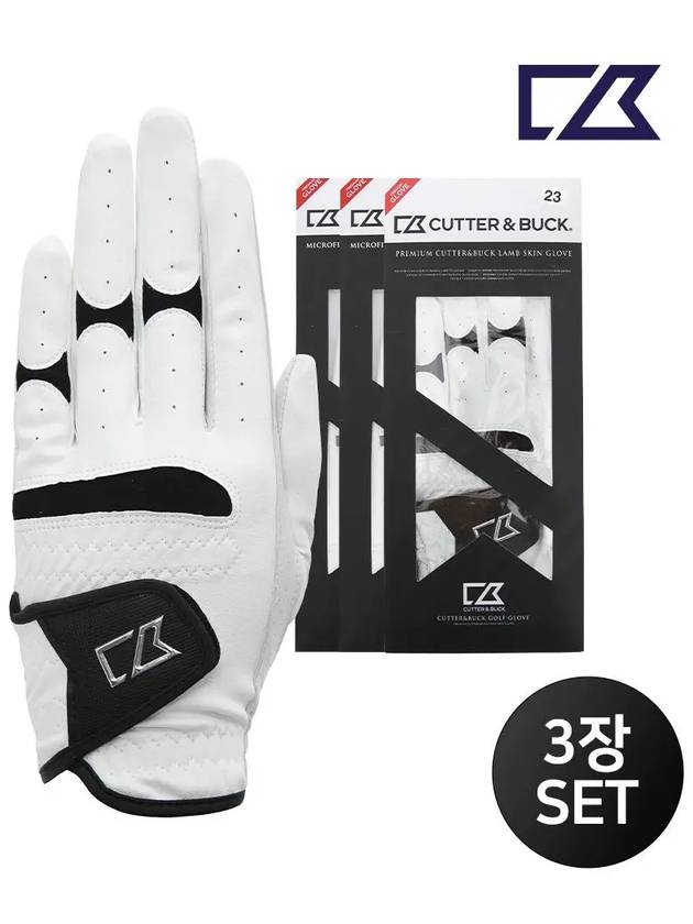 1 set of 3 half sheepskin golf gloves CBU3AGV313 - CUTTER&BUCK - BALAAN 3