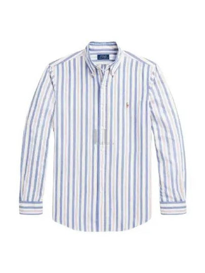 Custom Slim Fit Lightweight Striped Long Sleeve Shirt Blue - POLO RALPH LAUREN - BALAAN 2