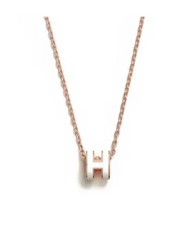 Mini Pop H Pendant Rose Gold & Blanc - HERMES - BALAAN 3