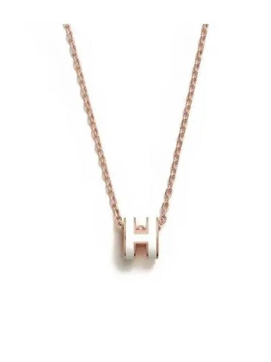 Mini Pop H Pendant Rose Gold & Blanc - HERMES - BALAAN 2