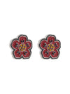 Bokeh Flower Brass Earrings Medium Red - KENZO - BALAAN 4