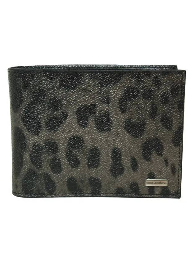 Leopard Leather Half Wallet Grey - DOLCE&GABBANA - BALAAN 1