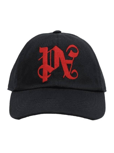 Embroidered monogram ball cap black - PALM ANGELS - BALAAN 1