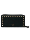 Rockstud zipper long wallet black - VALENTINO - BALAAN.