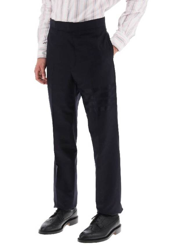 Diagonal Plain Weave Classic Wool Slacks Navy - THOM BROWNE - BALAAN 3