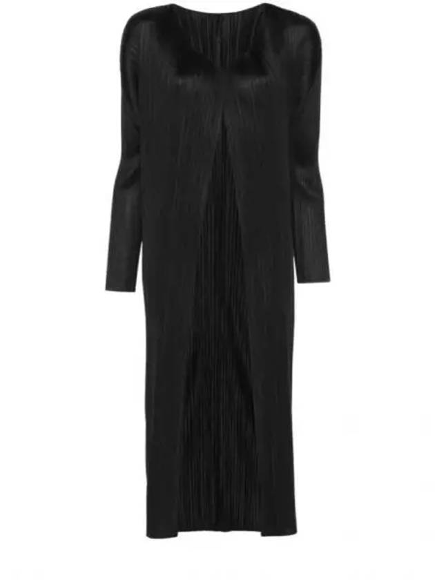 Pleats Basic Long Cardigan Black - ISSEY MIYAKE - BALAAN 2