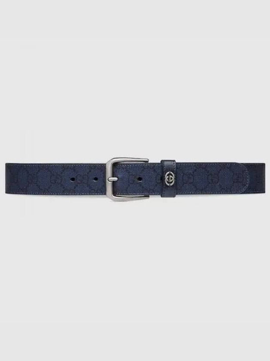 Interlocking G Detail Belt Dark Blue - GUCCI - BALAAN 2