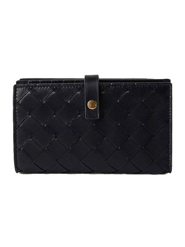 Intrecciato French Medium Wallet Black - BOTTEGA VENETA - BALAAN 1