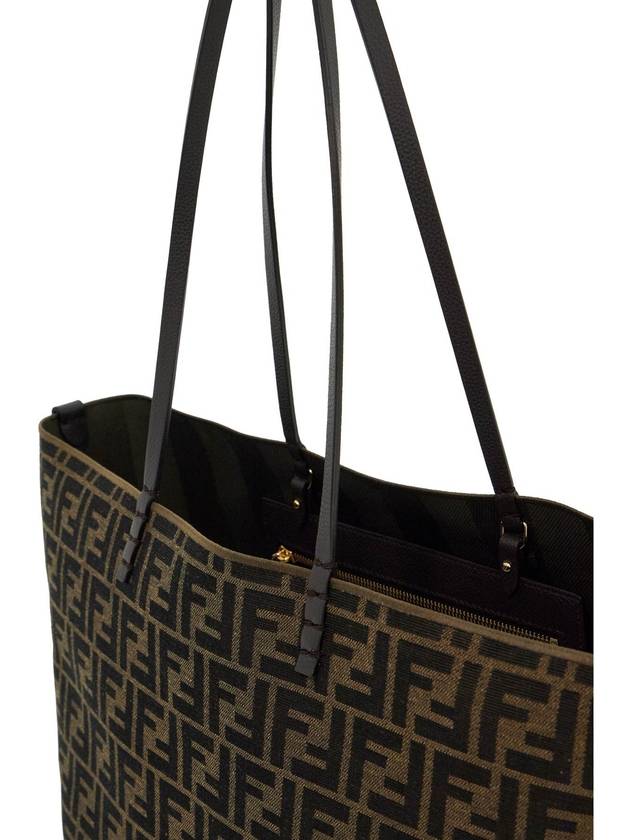 Roll Pequin Stripe Large Tote Bag Brown - FENDI - BALAAN 4