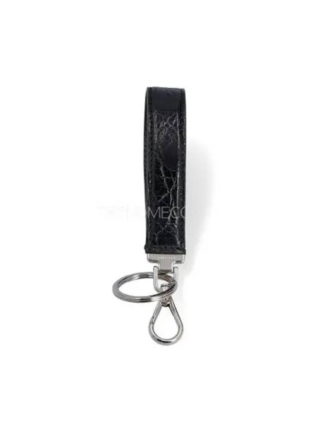 leather key holder black - PRADA - BALAAN.