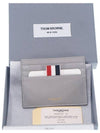 Pebble Calfskin 4-Bar Applique Note Card Wallet Grey - THOM BROWNE - BALAAN.