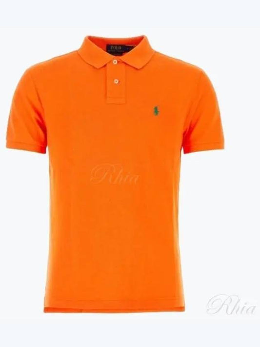 Embroidered Green Pony Slim Fit Polo Shirt Orange - POLO RALPH LAUREN - BALAAN 2