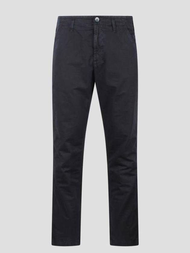 Slim Fit Cotton Straight Pants Navy - STONE ISLAND - BALAAN 1