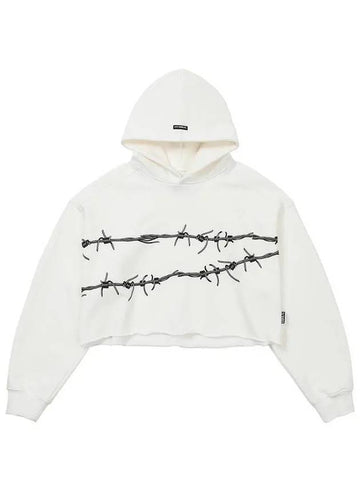 Barbed Wire Cropped Hoodie WHITE - AJOBYAJO - BALAAN 1