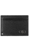 Double Gancini Leather Card Wallet Black - SALVATORE FERRAGAMO - BALAAN 2