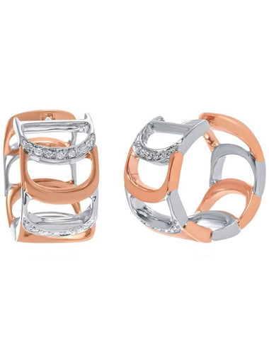 Cima 18kt white and rose gold diamond Huggie earrings - DAMIANI - BALAAN 1